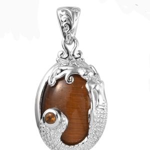 NWT Mermaid 11.52ct Tiger's Eye & Citrine Pendant
